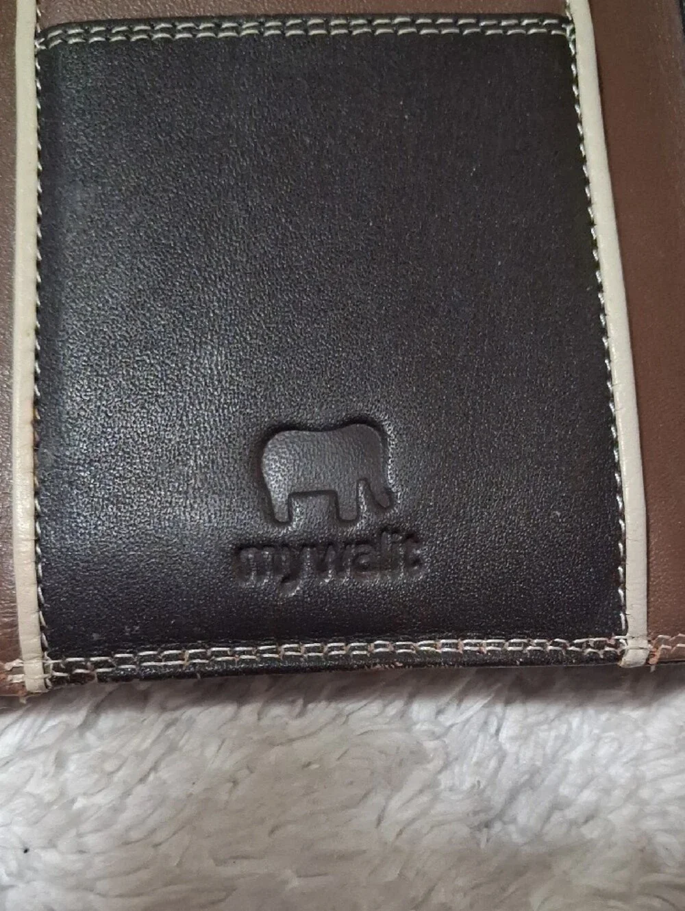 Tri-Tone Leather Wallet in Black, Brown and Light Blue
